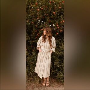 Oddbird Ribe Handwoven Turkish Cotton Linen Cream Stripe S/M Bohemian